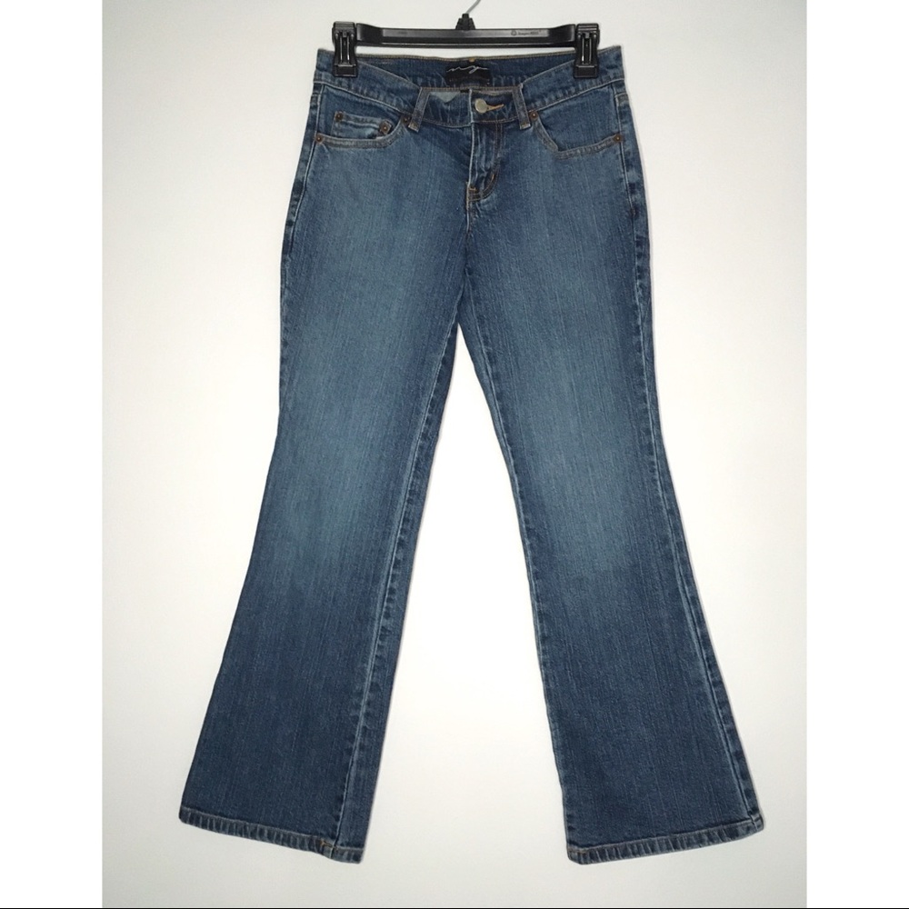 90s Y2K Vintage New York and Company Petite Low Rise Flare Jeans 0P - Picture 1 of 6
